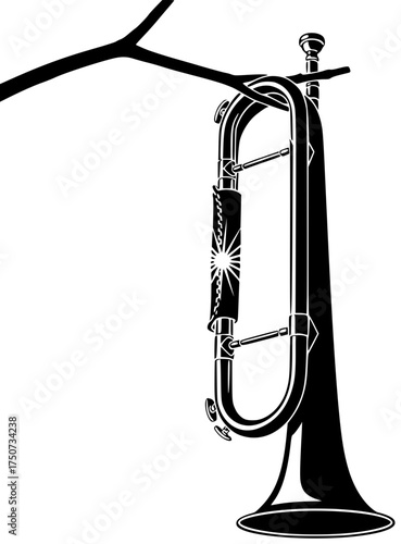 music illustration trumpet silhouette patriotic logo remember icon service outline honor soldier military tribute american ceremony veteran war parade shape with vector graphic background