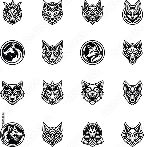 Collection of Glyph Style Jackal Logos 

