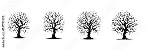 PrintElegant Dead Tree Vector with Branch Details for Dark Nature Concepts