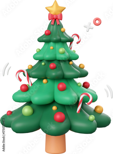 Christmas tree, Christmas theme elements 3d illustration