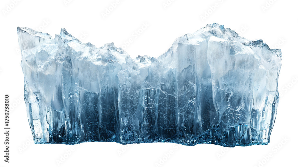Fototapeta premium Ice wall shape on transparent backrgound