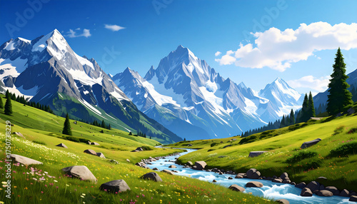 Mountain Landscape with River