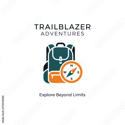 Trailblazer Adventures Logo with Backpack and Compass.