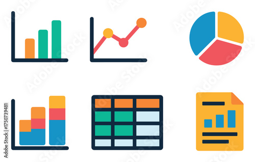 Colorful Chart Icons Grid