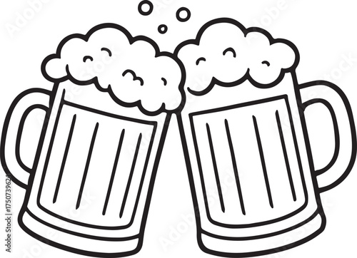 Beer mugs toasting silhouette vector design for celebration, party, cheers, pub, and drink-themed decoration