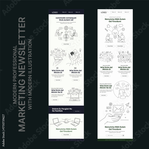 Professional Email Marketing Template | Modern Flat One-Line Illustration Design