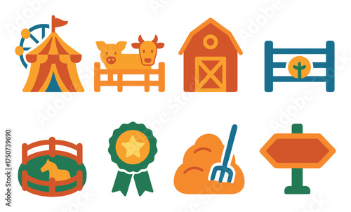 Colorful Farm Animal Icons
