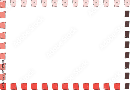 Decorative frame with a pattern of squares and rectangles in shades of pink and brown.