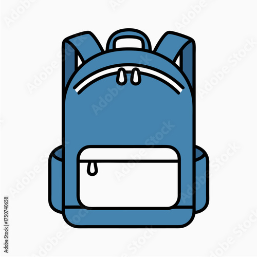 Isolated vector icon of a blue school backpack for educational or travel and adventure concepts