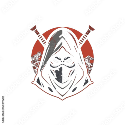 Minimalist logo of a Japanese assassin ninja head