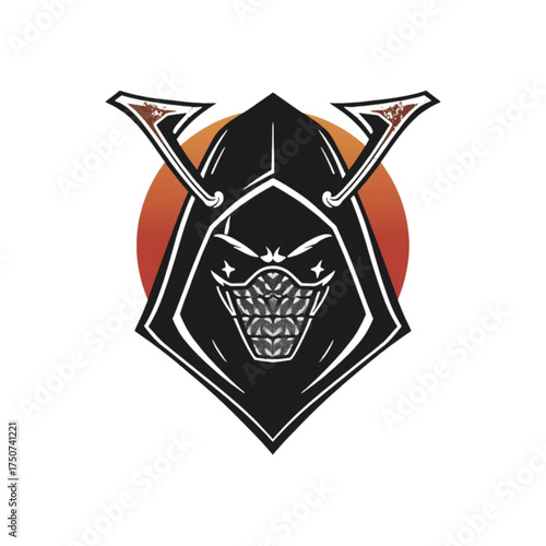Minimalist logo of a Japanese assassin ninja head