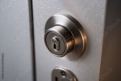 Close-up of a metallic door lock