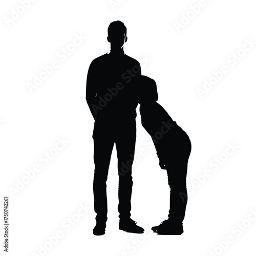 Illustration of a black backpack with shoulder straps and a drawstring closure on white background silhouette