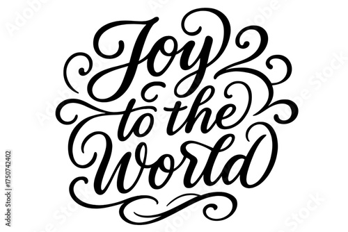 Festive Calligraphy Art. Joy to the World. Elegant modern calligraphy lettering with bold and saturated thick