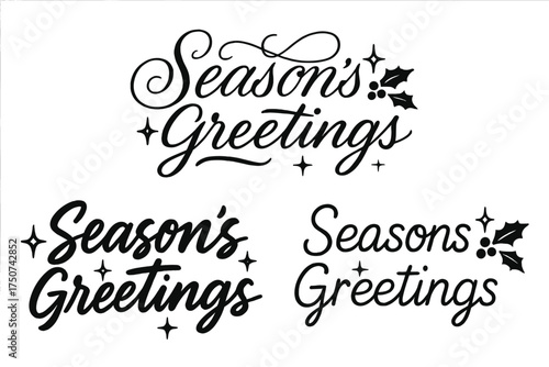 Season's Greetings Variations. Season’s Greetings. Create a calligraphy lettering illustration of the phrase: