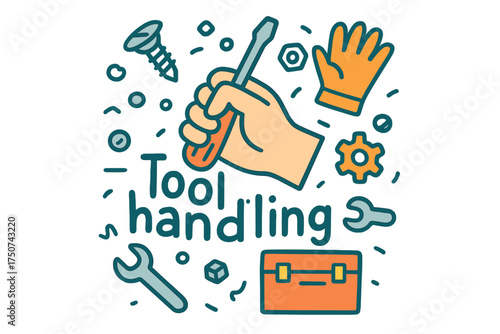 Tool Handling Doodles. Tool handling. Hand-drawn doodle illustration of Tool handling. hand, screwdriver, grip