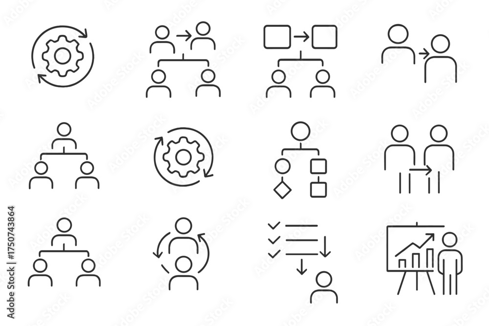 custom made wallpaper toronto digitalCorporate Restructuring Icons. Leadership in action during corporate restructuring. Line outline icon set of