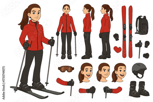 Ski Gear Character Constructor. Cartoon realistic vector illustration, Character constructor style, isolated