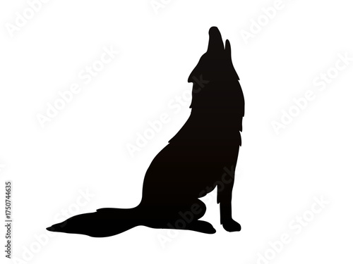 Black Wolf howling silhouette