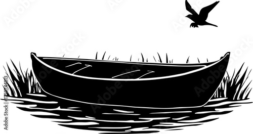 boat on the water, bird, vector, flying, silhouette, sea, nature, sky, eagle, birds, water, illustration, animal, black, fly, logo, flight, icon, lake, wings, wing, seagull, design, ocean, freedom, sy