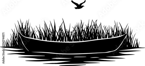 boat on the water, bird, vector, flying, silhouette, sea, nature, sky, eagle, birds, water, illustration, animal, black, fly, logo, flight, icon, lake, wings, wing, seagull, design, ocean, freedom, sy