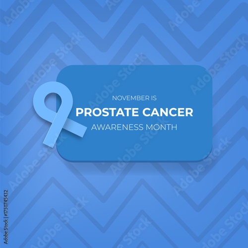 Prostate cancer awareness month banner with blue ribbon icon. Blue November is prostate cancer awareness month. Movember mens health month poster and square banner