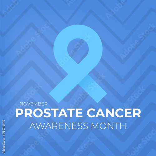 Prostate cancer awareness month banner with blue ribbon icon. Blue November is prostate cancer awareness month. Movember mens health month poster and square banner