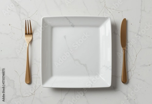 Maqueta de plato cuadrado con sombras sutiles, fondo limpio y aislado, perfecta para la presentación elegante de la marca y el diseño de un restaurante