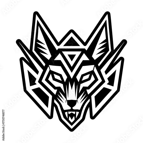 Solid style icon showing a wild jackal head