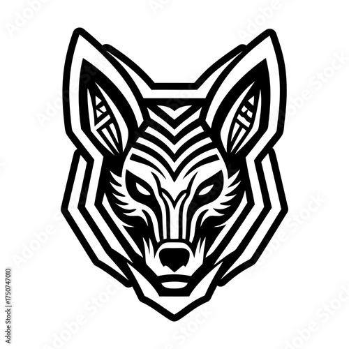 A glyph style icon of a canid logo