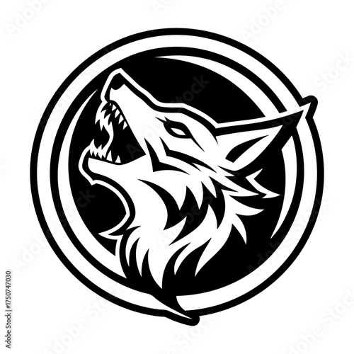 A glyph style icon showing a canid symbol