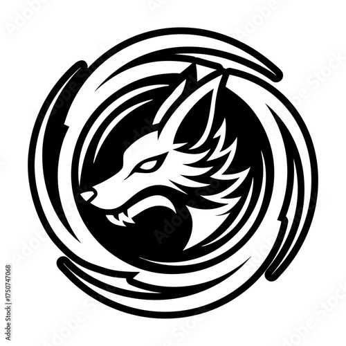 Solid style icon showing a wild jackal head