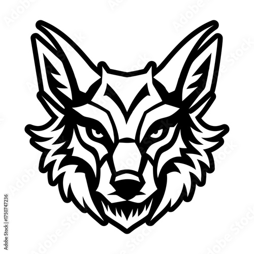 Solid style icon showing a wild jackal head