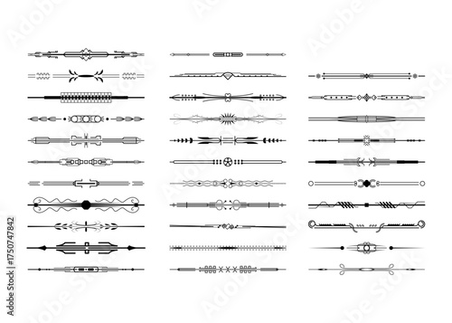 Set Black Simple Line Collection Doodle Border Elements Vector Design Style Sketch Isolated Illustration For Banner