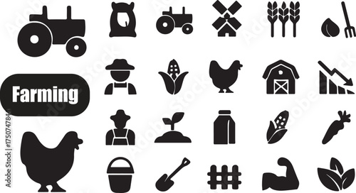 Collection of farming and agriculture icons and symbols