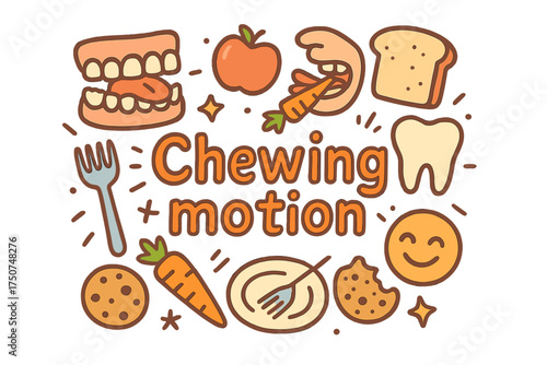 Chewing Motion Illustration. Chewing motion. Hand-drawn doodle illustration of Chewing motion. jaw, teeth,