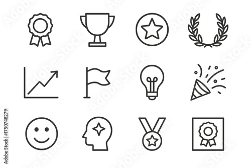 Family Icons Grid. Family portraits in natural settings (outdoor family shoots). Line outline icon set of