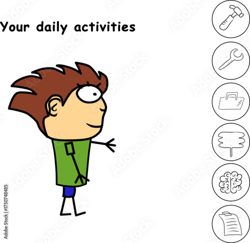 Infographics daily activity, modern vector illustration. Print design, business theme, new concept