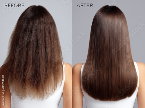 ストレートヘアとパーマのビフォーアフター