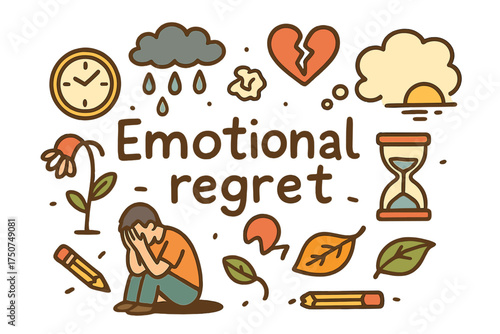 Doodle of Emotional Regret. Emotional regret. Hand-drawn doodle illustration of Emotional regret. person