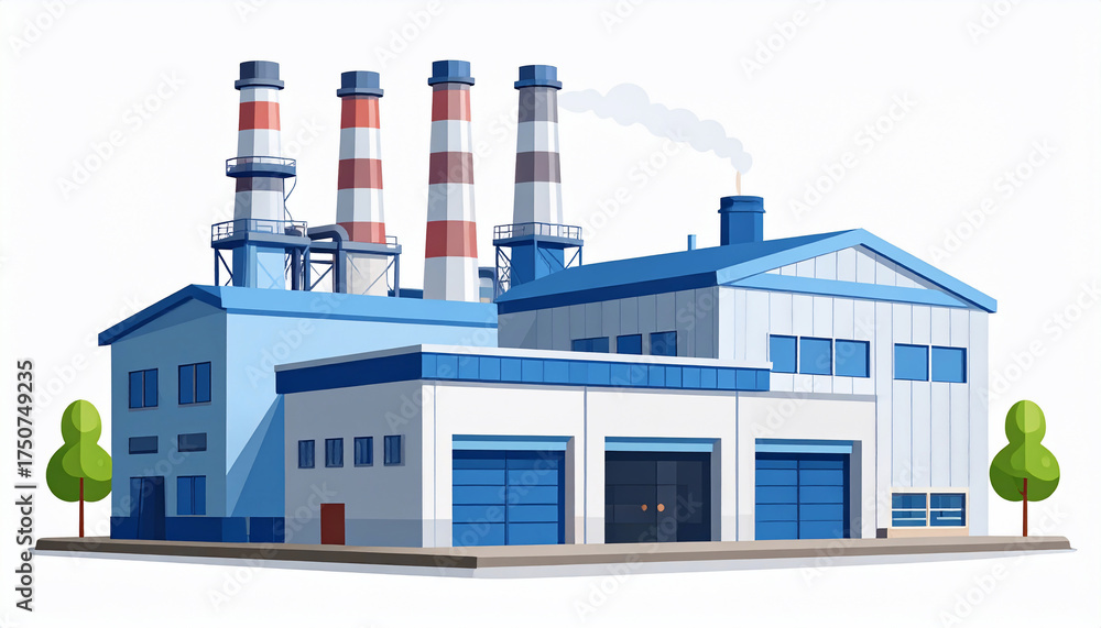 Obraz premium Factory Illustration on White