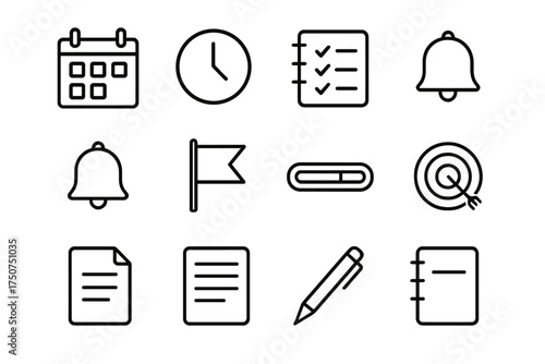 Family Portrait Icons. Family portraits in natural settings (outdoor family shoots). Line outline icon set of