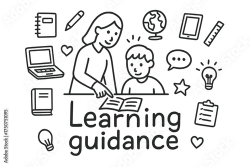 Learning Guidance Doodle. Learning guidance. Hand-drawn doodle illustration of Learning guidance. In the