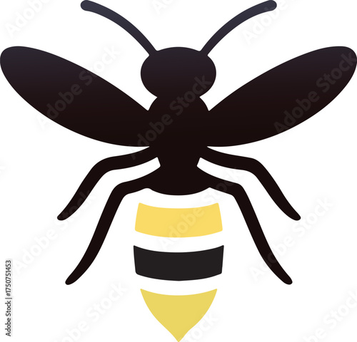
Stylized silhouette of a wasp or bee with yellow and black stripes