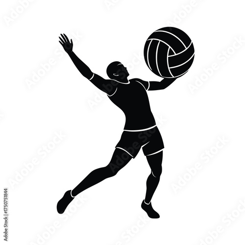 Male volleyball player silhouette serving the ball