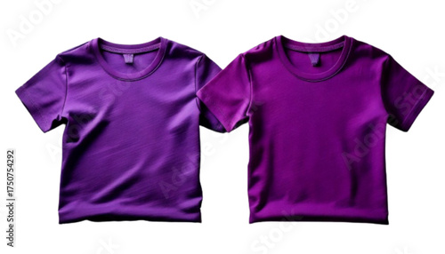  Casual Purple T-Shirt Variations, isolated on transparent background