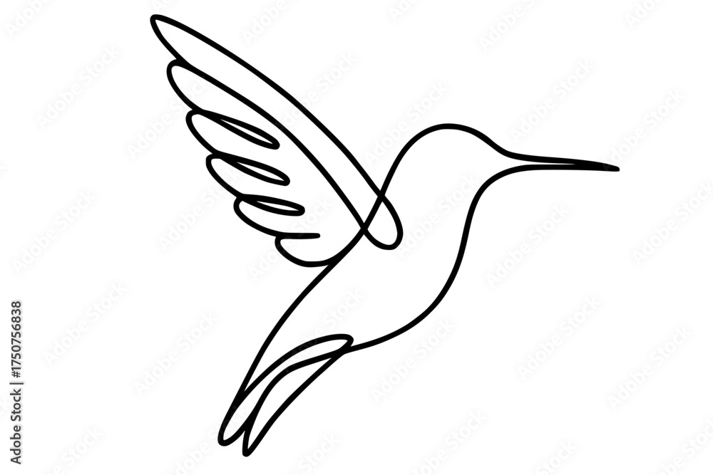 Obraz premium minimalist continuous line drawing of a hummingbird in flight