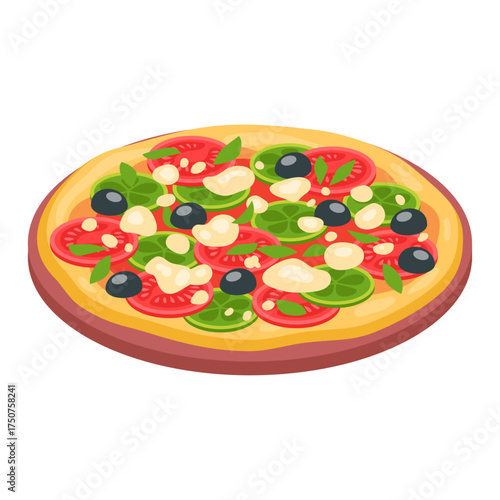 Delicious Margherita Pizza with Fresh Ingredients on White Background