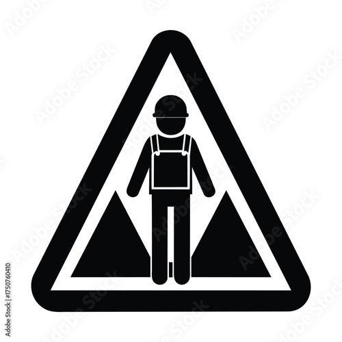 Worker Caution Stumble Pictogram Isolated on White