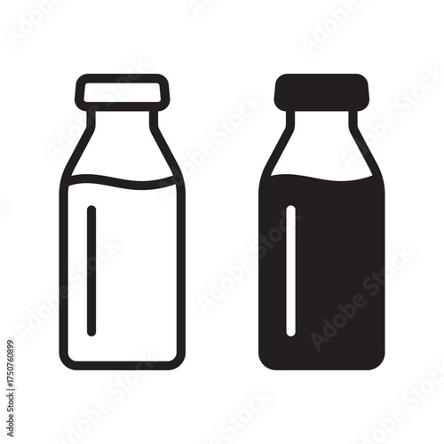 Milk Jar and Bottle Flat Icons